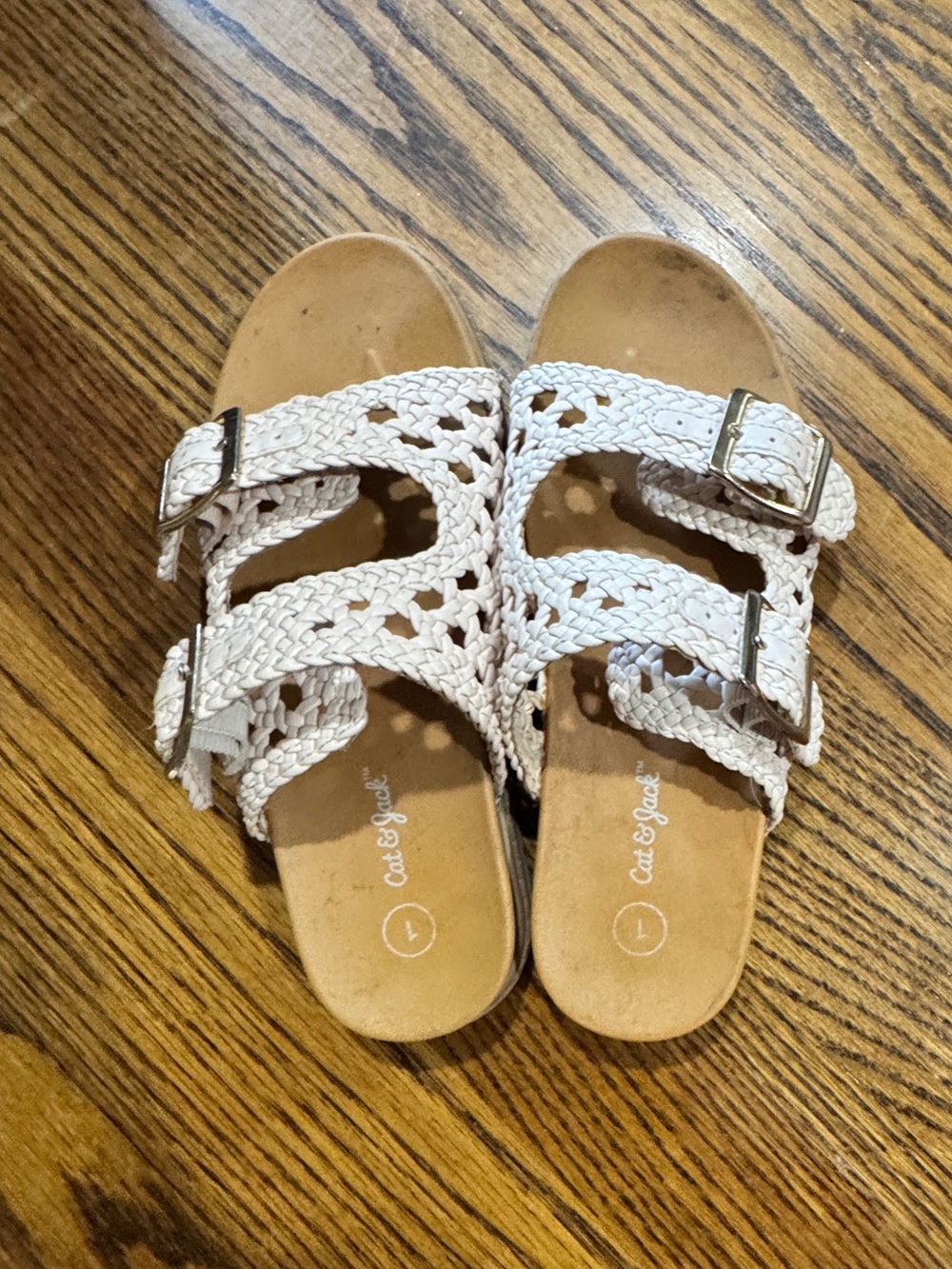 Cat & Jack White Braided Double-Buckle Kids Sandals
